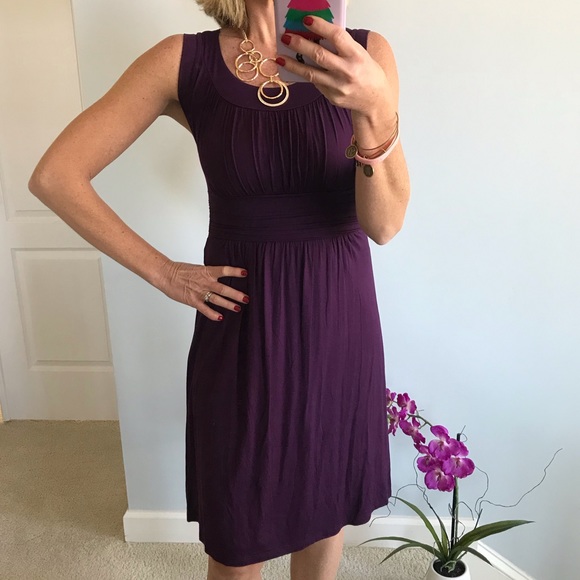 Purple Jersey Knit Sleeveless Dress - Picture 3 of 8